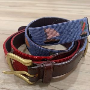 Two (2) Tucker Blair handmade needlepoint belts US34 (fits waist 30-34)